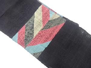 紗紬幾何学模様織出し名古屋帯